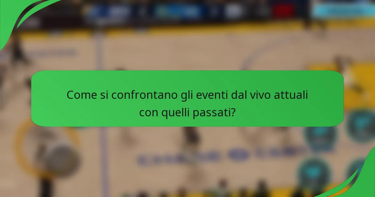 Come si confrontano gli eventi dal vivo attuali con quelli passati?