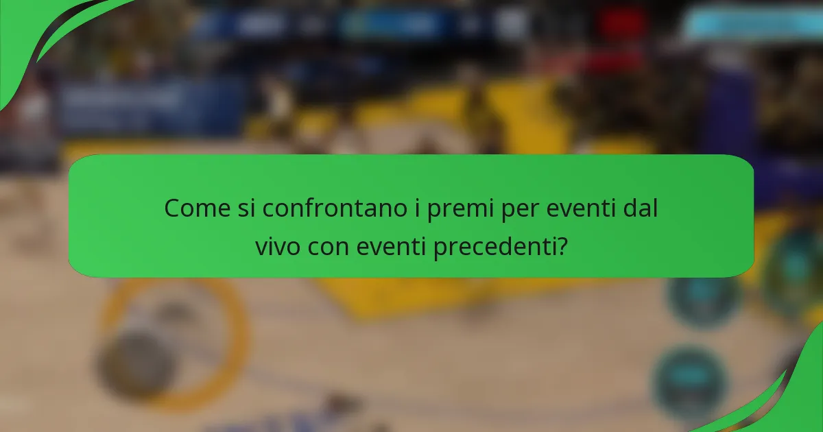 Come si confrontano i premi per eventi dal vivo con eventi precedenti?